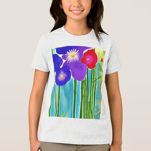Bambus und Hibiskus Tri-Blend Shirt (Vorderseite)