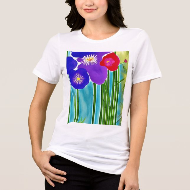 Bambus und Hibiskus Tri-Blend Shirt (Vorderseite)