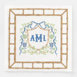 Bambus und Olivenöl Topiary Wappen | Monogramm Serviette