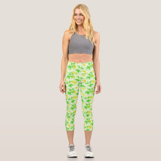 Bambus verlasse Sommermuster Capri Leggings