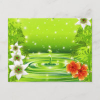 Bambus, Wasser und tropische Blume