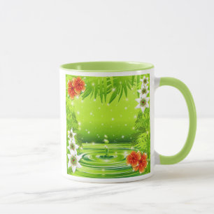 Bambus, Wasser und tropische Blume Tasse