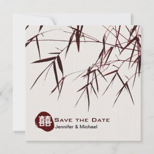 Bambusblätter/Orientalische Doppelte Glück Hochzei Save The Date