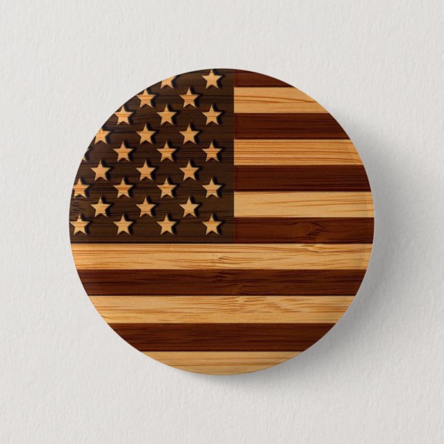 Bambusblick u. gravierte Vintage Amerikaner Button (Vorderseite)