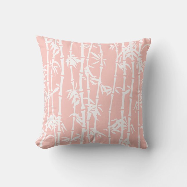 Bambusbraun in Rosa und Weiß Kissen (Vorderseite)