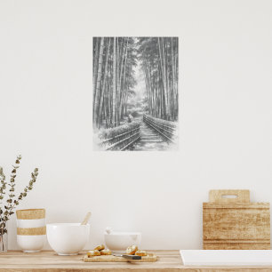 Bambuspfad im Licht - Yang Japanische Zen-Wandku Poster