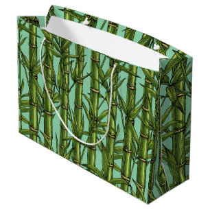 Bambuswald auf hellblau große geschenktüte