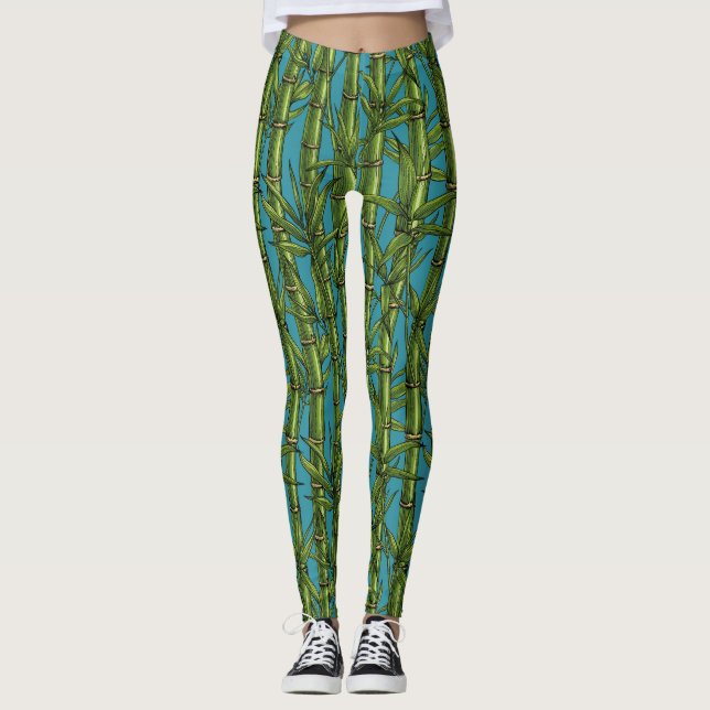 Bambuswald in blau leggings (Vorderseite)
