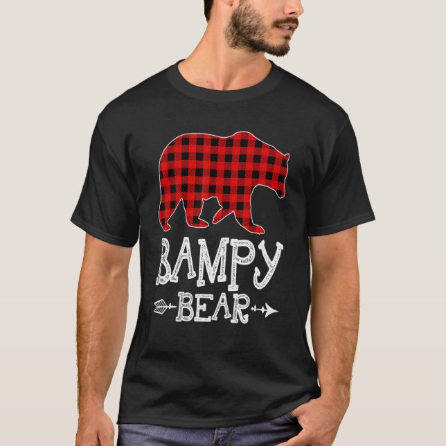 Bampy Bar Christmas Pajama Red Kariert Buffalo Fam T-Shirt (Vorderseite)