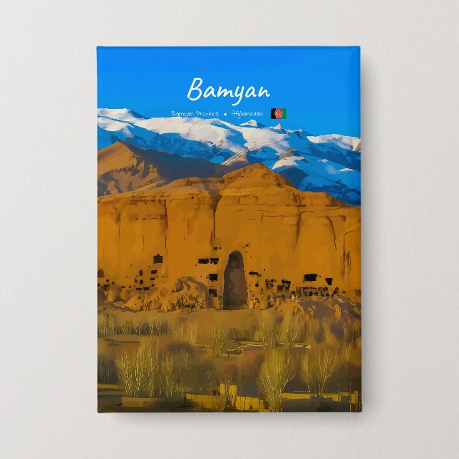 Bamyan, Afghanistan - Buddha-Kliffental Button (Vorderseite)