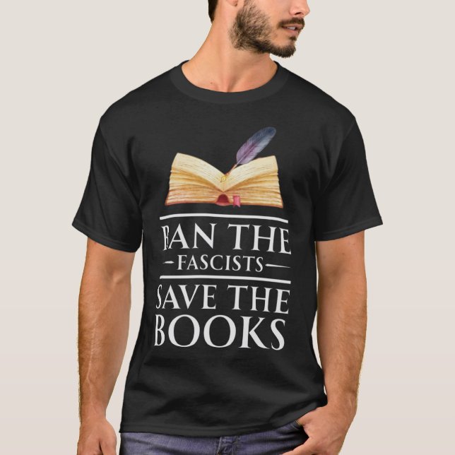 Ban die Faschisten Rettete die Bücher Buch Wurm Ne T-Shirt (Vorderseite)