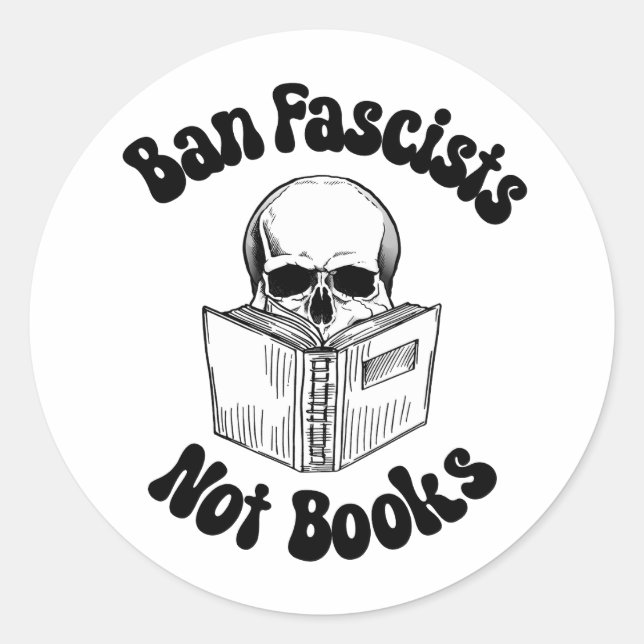 Ban Faschisten keine Bücher Runder Aufkleber (Vorderseite)