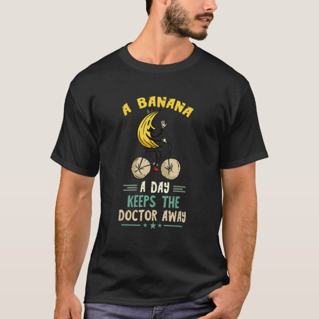 Banana A day Bike Rad Banana Vegetarier Vegan T-Shirt (Vorderseite)