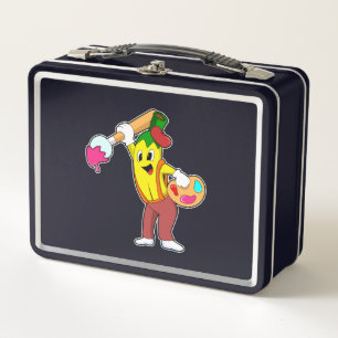 Banana als Maler mit Pinsel Metall Brotdose