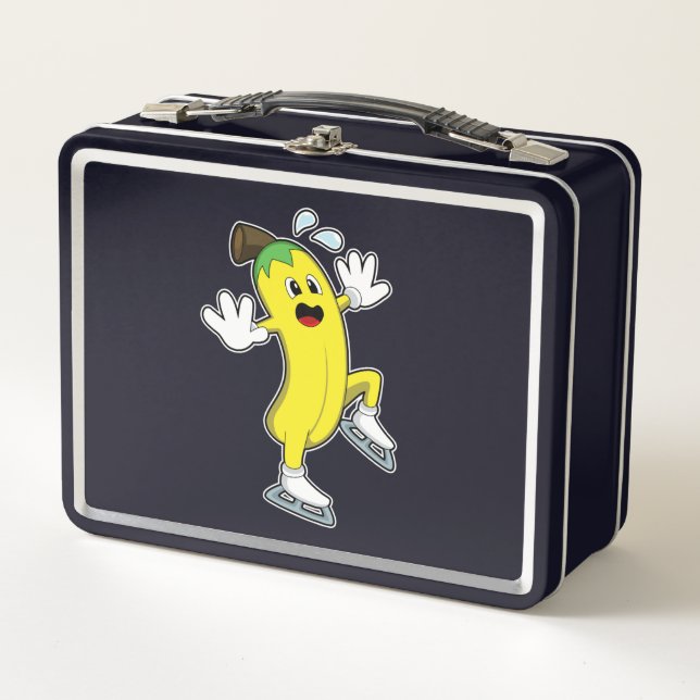 Banana at Ice Skaten mit Ice-Skaten.PNG Metall Brotdose (Vorderseite)