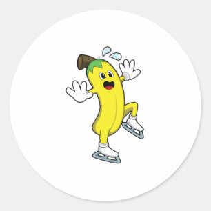 Banana at Ice Skaten mit Ice-Skaten.PNG Runder Aufkleber