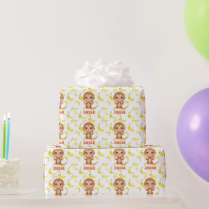 Banana Baby Monkey Happy Birthday Geschenkpapier