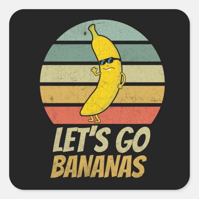 Banana Bananas Kids Funny Quadratischer Aufkleber (Vorderseite)