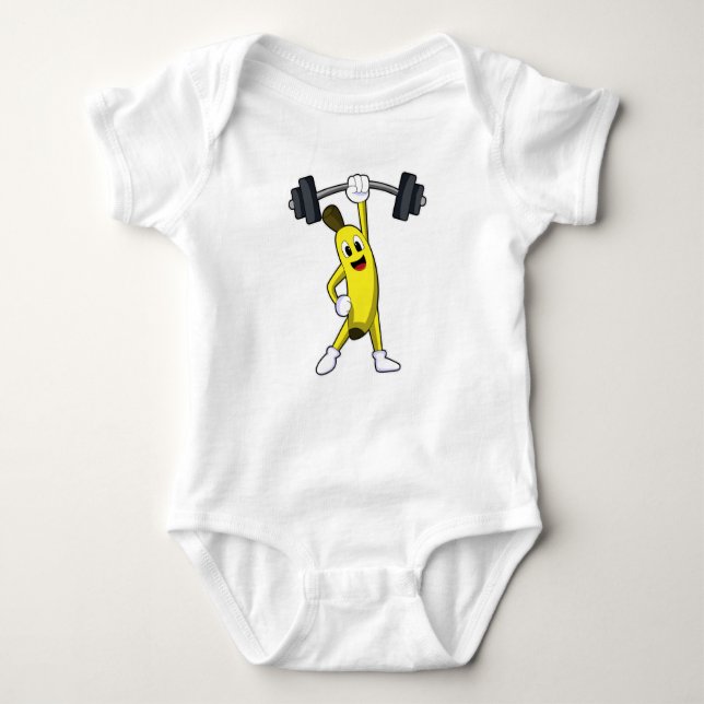 Banana bei Strandtraining mit Barbell Baby Strampler (Vorderseite)