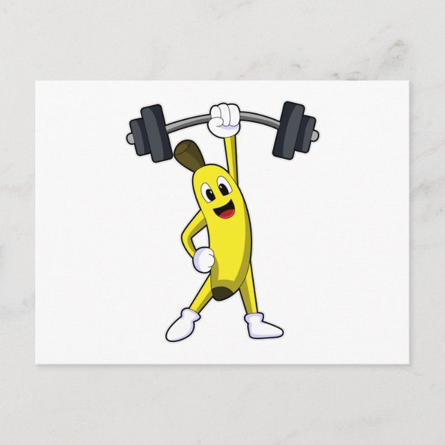 Banana bei Strandtraining mit Barbell Postkarte (Vorderseite)