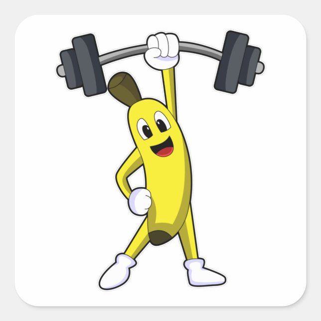 Banana bei Strandtraining mit Barbell Quadratischer Aufkleber (Vorderseite)