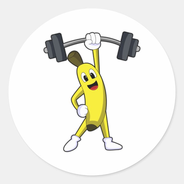 Banana bei Strandtraining mit Barbell Runder Aufkleber (Vorderseite)