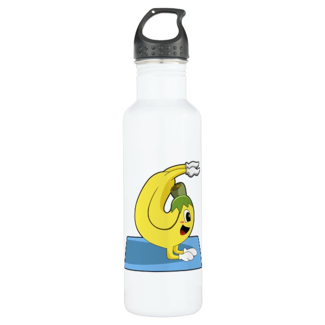 Banana bei Yoga auf Yoga-Matte Edelstahlflasche (Vorderseite)