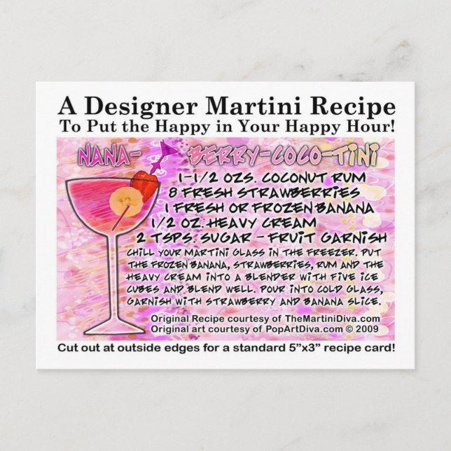 Banana Berry Coconut Smoothie Martini Rezept Karte (Vorderseite)
