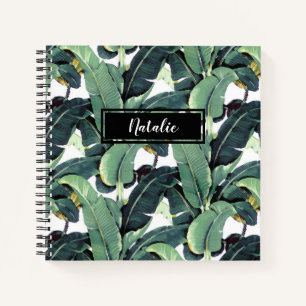 Banana Blätter Palm Tropical Small Spiral Notebook Notizbuch