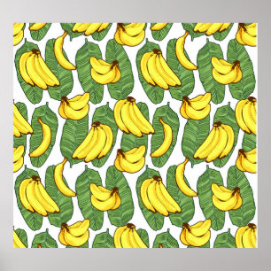 Banana-Blätter: tropisches Fruchtmuster Poster