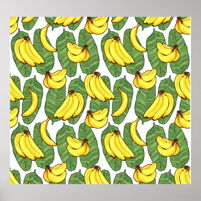 Banana-Blätter: tropisches Fruchtmuster Poster (Vorne)