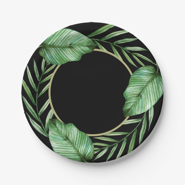 Banana-Blätter und Tropenpartei "Palm Fronds" Pappteller (Vorderseite)