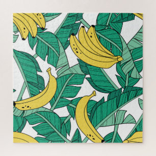 Banana-Blätter: Weiß Vintages Muster.