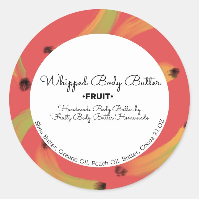 Banana Body Butter Bath Branding Packung Runder Aufkleber (Vorderseite)