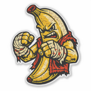 Banana Brawler — Vintage Retro Street Fighter Aufkleber
