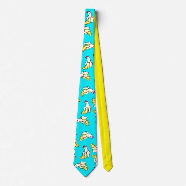 Banana Cartoon Cool Blue Krawatte (Vorderseite)