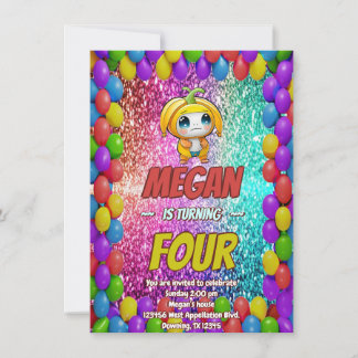 Banana Cartoon Geburtstag laden Kinder ein Einladung
