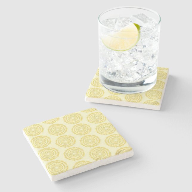 Banana Cream Boho Gedruckter Stone Untersetzer (Seitenansicht)