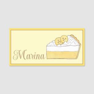 Banana Creme Pie Slice Nachtisch Backfood Namensschild