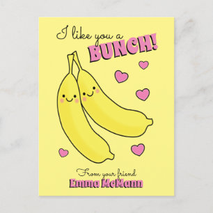 Banana Cute Kids Classroom Valentine Card Postkarte
