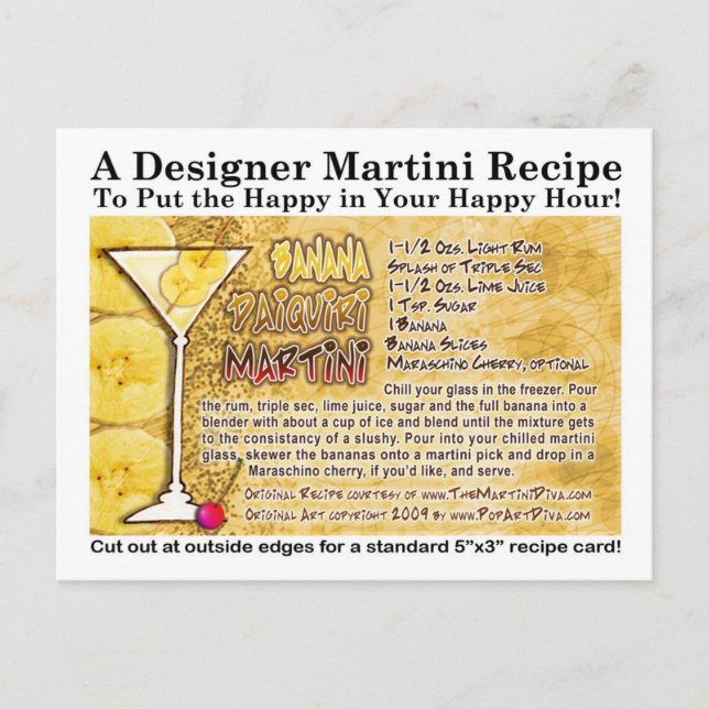 Banana Daiquiri Martini Rezept Postkarte (Vorderseite)