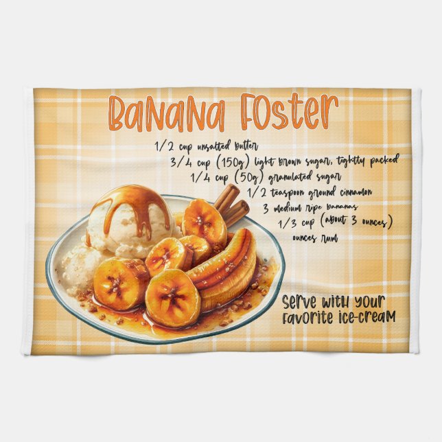 Banana Foster Recipe Geschirrtuch (Horizontal)
