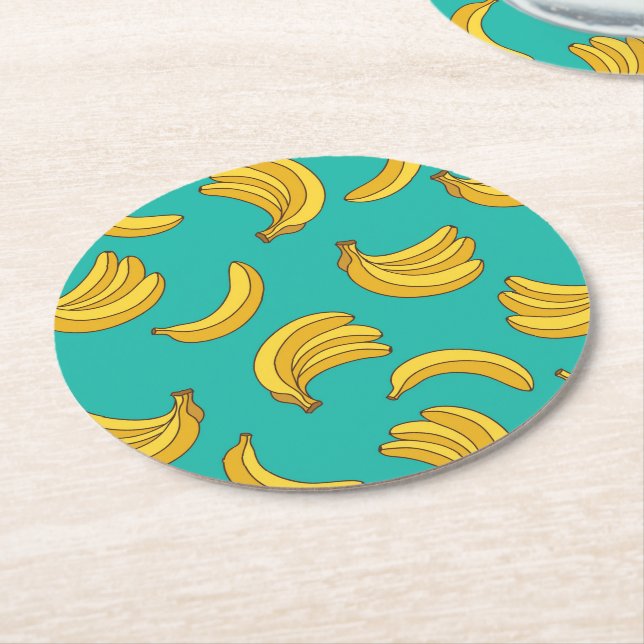 Banana Frucht Fun Muster Runder Pappuntersetzer (Angewinkelt)