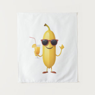 Banana Fun Frohes Urlaub Tropisches Party Wandteppich