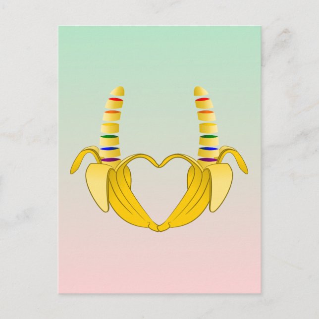 Banana Gay Pride Freiheit Herz Postkarte (Vorderseite)