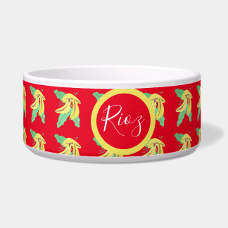 Banana Greenery Pattern Red Napf