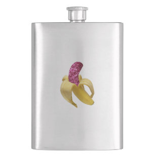 Banana in Imitats Rosa Glitzer sieht köstlich aus Flachmann
