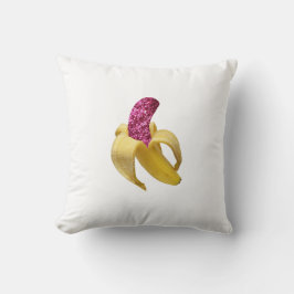 Banana in Imitats Rosa Glitzer sieht köstlich aus Kissen