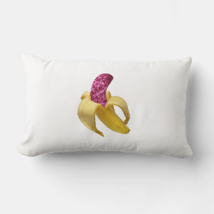 Banana in Imitats Rosa Glitzer sieht köstlich aus Lendenkissen