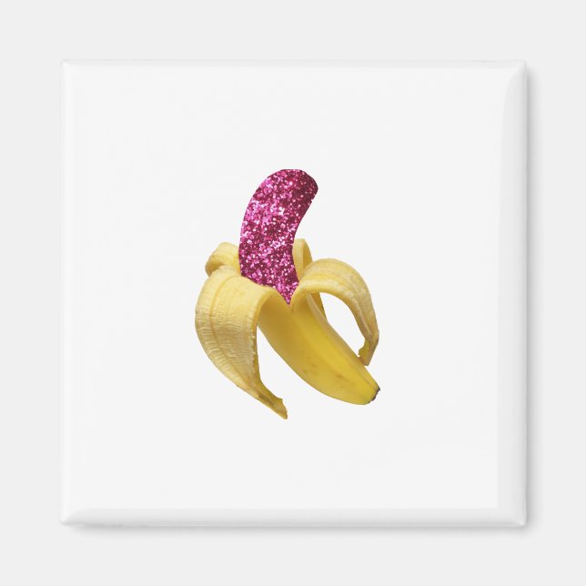 Banana in Imitats Rosa Glitzer sieht köstlich aus Magnet (Vorne)